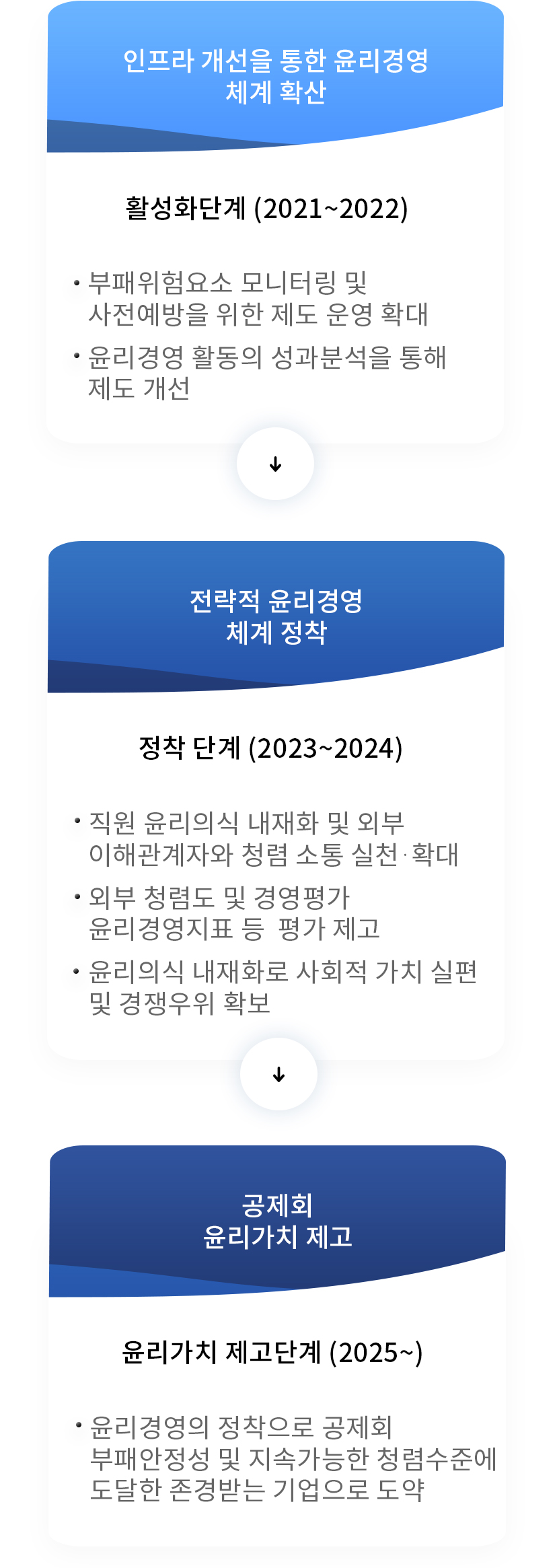 추진체계 이미지 전략1:정도경영과 조직의 투명 경영 지속 강화, 전략2:투명하고 합리적인 경영시스템 구축 지원, 전략3:공정한 조직기풍 확립, 전략4:일하는 분위기 정착을 위한 복무기강 확립